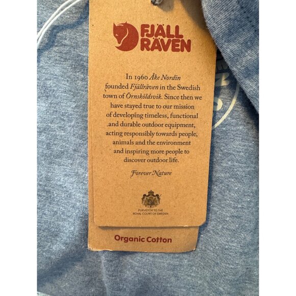 1960 Fjallraven Logo Tee Size Large Indigo Blue Malange Heather Gray Top NWT - Picture 3 of 8